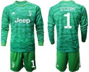 Wholesale Cheap Juventus #1 Szczesny Green Goalkeeper Long Sleeves Soccer Club Jersey