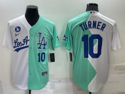 Wholesale Men's Los Angeles Dodgers #10 Justin Turner White Green Number 2022 Celebrity Softball Game Cool Base Jersey