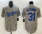 Cheap Men's Los Angeles Dodgers #31 Tyler Glasnow Grey Stitched Cool Base Nike Jersey