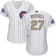 Wholesale Cheap Cubs #27 Addison Russell White(Blue Strip) 2017 Gold Program Cool Base Women's Stitched MLB Jersey