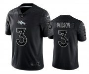 Wholesale Cheap Men's Denver Broncos #3 Russell Wilson Black Reflective Limited Stitched Football Jersey