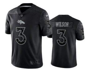 Wholesale Cheap Men\'s Denver Broncos #3 Russell Wilson Black Reflective Limited Stitched Football Jersey