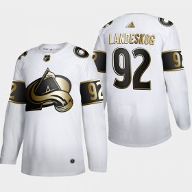 Wholesale Cheap Colorado Avalanche #92 Gabriel Landeskog Men\'s Adidas White Golden Edition Limited Stitched NHL Jersey