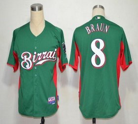 Wholesale Cheap Brewers #8 Ryan Braun Green Birrai Cool Base Stitched MLB Jersey