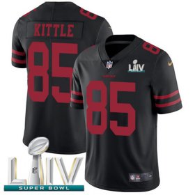 Wholesale Cheap Nike 49ers #85 George Kittle Black Super Bowl LIV 2020 Alternate Men\'s Stitched NFL Vapor Untouchable Limited Jersey
