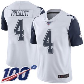 Wholesale Cheap Nike Cowboys #4 Dak Prescott White Men\'s Stitched NFL Limited Rush 100th Season Jersey
