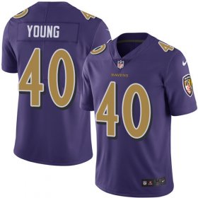 Wholesale Cheap Nike Ravens #40 Kenny Young Purple Men\'s Stitched NFL Limited Rush Jersey