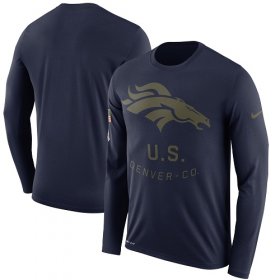 Wholesale Cheap Men\'s Denver Broncos Nike Navy Salute to Service Sideline Legend Performance Long Sleeve T-Shirt