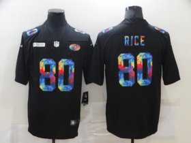 Wholesale Cheap Men\'s San Francisco 49ers #80 Jerry Rice Multi-Color Black 2020 NFL Crucial Catch Vapor Untouchable Nike Limited Jersey