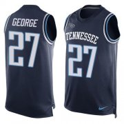 Wholesale Cheap Nike Titans #27 Eddie George Navy Blue Team Color Men's Stitched NFL Limited Tank Top Jersey