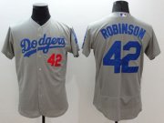 Wholesale Cheap Dodgers #42 Jackie Robinson Grey Flexbase Authentic Collection Stitched MLB Jersey