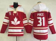 Wholesale Cheap Team CA. #31 Carey Price Red Sawyer Hooded Sweatshirt 2016 World Cup Stitched NHL Jersey