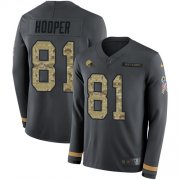 Wholesale Cheap Nike Browns #81 Austin Hooper Anthracite Salute to Service Men's Stitched NFL Limited Therma Long Sleeve Jersey