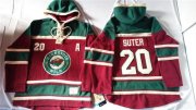 Wholesale Cheap Wild #20 Ryan Suter Red Sawyer Hooded Sweatshirt Stitched NHL Jersey