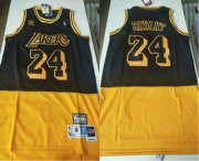 Wholesale Cheap Men's Los Angeles Lakers #24 Kobe Bryant Black Yellow Split Hardwood Classics Jersey