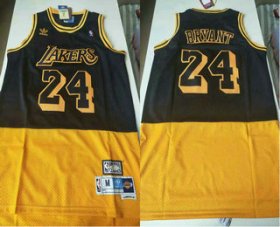 Wholesale Cheap Men\'s Los Angeles Lakers #24 Kobe Bryant Black Yellow Split Hardwood Classics Jersey