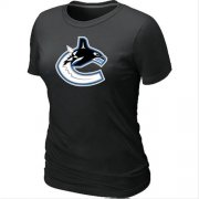 Wholesale Cheap Women's Vancouver Canucks Big & Tall Logo Black NHL T-Shirt
