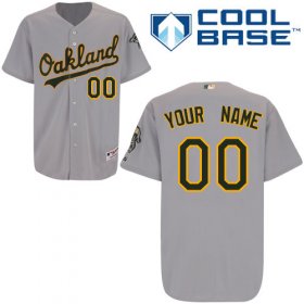 Wholesale Cheap Athletics Personalized Authentic Grey Cool Base MLB Jersey (S-3XL)