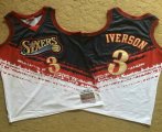 Wholesale Cheap Men's Philadelphia 76ers #3 Allen Iverson White With Black Independence Day 1997-98 Hardwood Classics Soul AU Throwback Jersey