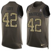 Wholesale Cheap Nike Raiders #42 Ronnie Lott Green Men's Stitched NFL Limited Salute To Service Tank Top Jersey