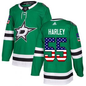 Cheap Adidas Stars #55 Thomas Harley Green Home Authentic USA Flag Stitched NHL Jersey