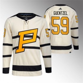 Cheap Men\'s Pittsburgh Penguins #59 Jake Guentzel Cream 2023 Winter Classic Stitched Jersey