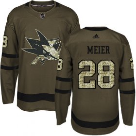 Wholesale Cheap Adidas Sharks #28 Timo Meier Green Salute to Service Stitched Youth NHL Jersey