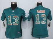 Wholesale Cheap Nike Dolphins #13 Dan Marino Aqua Green Team Color Women's Stitched NFL Elite Strobe Jersey
