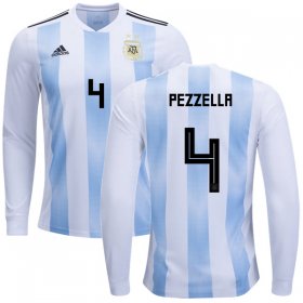 Wholesale Cheap Argentina #4 Pezzella Home Long Sleeves Kid Soccer Country Jersey