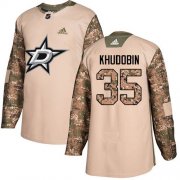Cheap Adidas Stars #35 Anton Khudobin Camo Authentic 2017 Veterans Day Stitched NHL Jersey