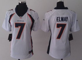 Wholesale Cheap Nike Broncos #7 John Elway White Women\'s Stitched NFL New Elite Jersey