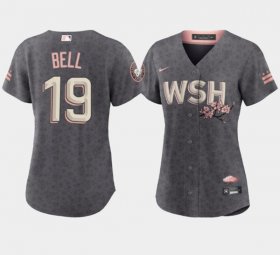 Wholesale Cheap Women\'s Washington Nationals #19 Josh Bell 2022 Gray City Connect Cherry Blossom Stitched Jersey(Run Small)