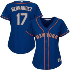 Wholesale Cheap Mets #17 Keith Hernandez Blue(Grey NO.) Alternate Women\'s Stitched MLB Jersey