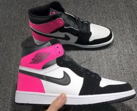 Wholesale Cheap Air Jordan 1 GS Valentine\'s Day Shoes Black/Hyper Pink-White