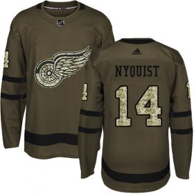 Wholesale Cheap Adidas Red Wings #14 Gustav Nyquist Green Salute to Service Stitched Youth NHL Jersey