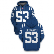 Wholesale Cheap Men's Indianapolis Colts #53 Darius Leonard Blue 2021 Pullover Hoodie