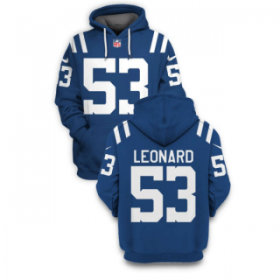 Wholesale Cheap Men\'s Indianapolis Colts #53 Darius Leonard Blue 2021 Pullover Hoodie