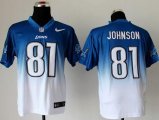 Wholesale Cheap Nike Lions #81 Calvin Johnson Blue/White Men's Stitched NFL Elite Fadeaway Fashion Jersey