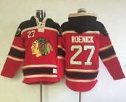 Wholesale Cheap Blackhawks #27 Jeremy Roenick Red Sawyer Hooded Sweatshirt Stitched NHL Jersey