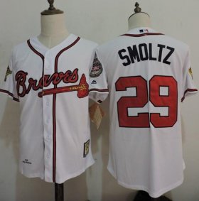 Wholesale Cheap Mitchell And Ness 1995 Braves #29 John Smoltz White Throwback Stitched MLB Jersey