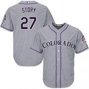 Wholesale Cheap Rockies #27 Trevor Story Grey New Cool Base Stitched MLB Jersey