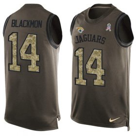 Wholesale Cheap Nike Jaguars #14 Justin Blackmon Green Men\'s Stitched NFL Limited Salute To Service Tank Top Jersey