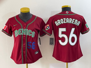 Wholesale Cheap Women's Mexico Baseball #56 Randy Arozarena Number 2023 Red World Classic Stitched Jersey 4