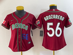 Wholesale Cheap Women\'s Mexico Baseball #56 Randy Arozarena Number 2023 Red World Classic Stitched Jersey 4