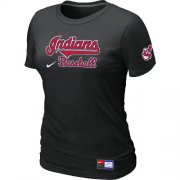 Wholesale Cheap Women's Nike Cleveland Indians Short Sleeve Practice T-Shirt Black
