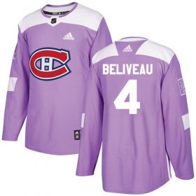 Wholesale Cheap Adidas Canadiens #4 Jean Beliveau Purple Authentic Fights Cancer Stitched Youth NHL Jersey