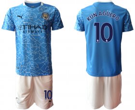 Wholesale Cheap Men 2020-2021 club Manchester City home 10 blue Soccer Jerseys