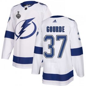 Wholesale Cheap Adidas Lightning #37 Yanni Gourde White Road Authentic 2020 Stanley Cup Final Stitched NHL Jersey