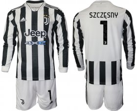 Wholesale Cheap Men 2021-2022 Club Juventus home white Long Sleeve 1 Adidas Soccer Jersey