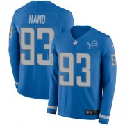 Wholesale Cheap Nike Lions #93 Da'Shawn Hand Blue Team Color Men's Stitched NFL Limited Therma Long Sleeve Jersey